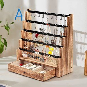 New Earring Organizer, 5 Layer Earring Holder Organizer with Metal Neckl…